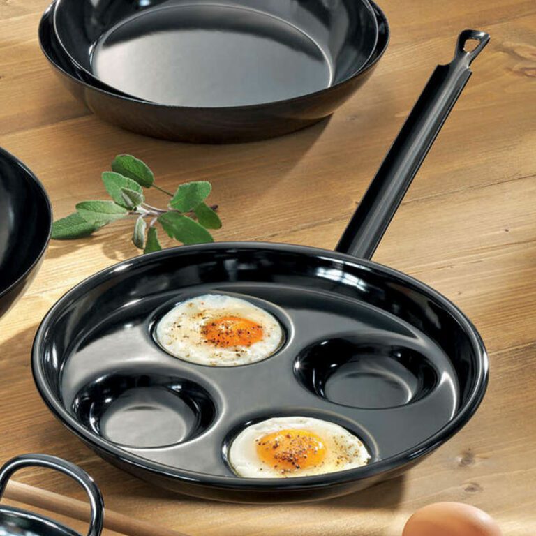 Enamel Egg Frying Pan Black