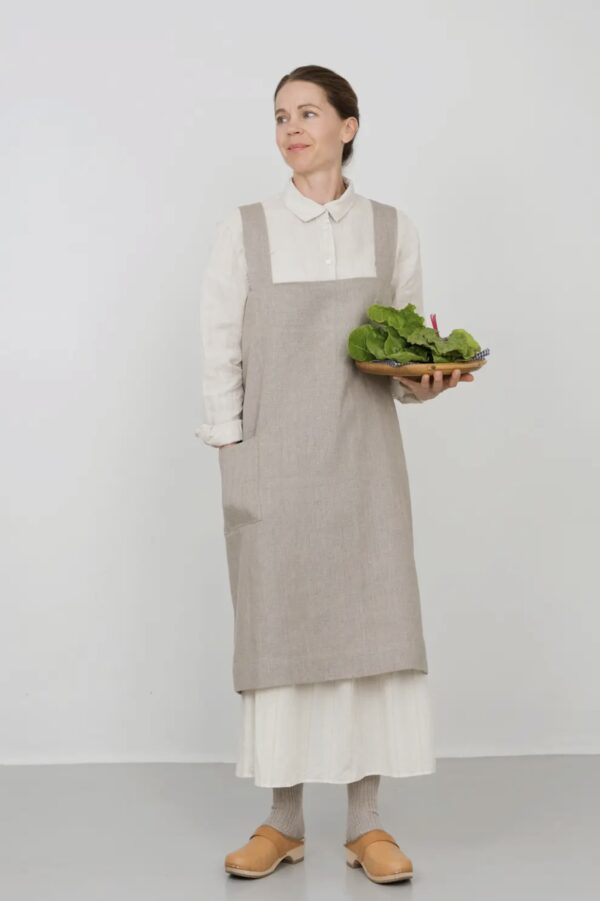 Linen Square Cross Apron Natural - Image 2