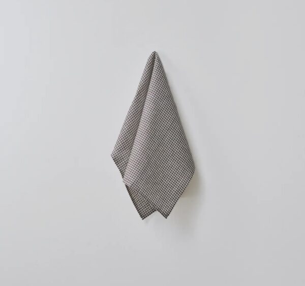 Linen Kitchen Cloth Brown & White Check - Image 2