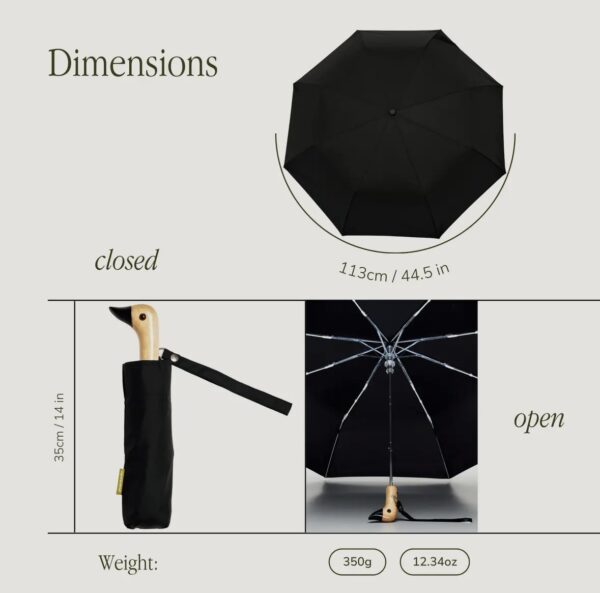 Classic Black Eco-Friendly Duckhead Umbrella - Image 4