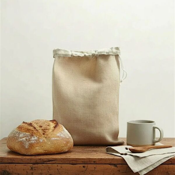 Linen Bread Bag With Removable Beeswax Liner