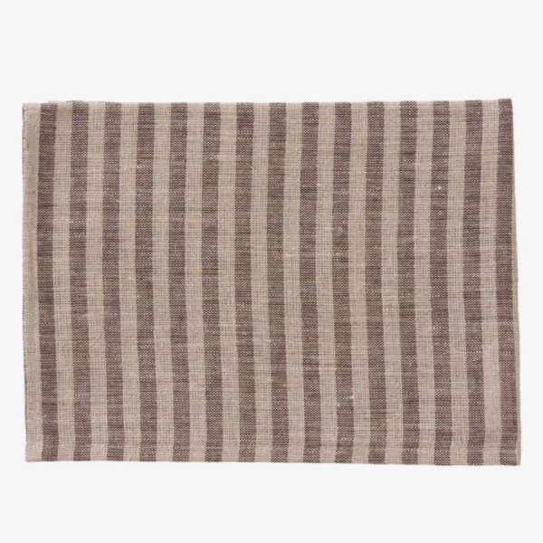 Linen Kitchen Cloth Brown Natural Stripe